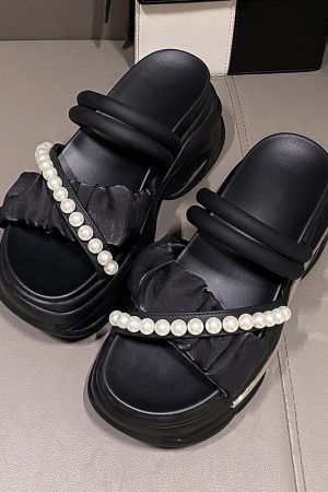 Petite Summer Open-Toe Platform Sandals - Comfortable Thick-Soled Wrinkled Design for Women - Versatile Casual Footwear