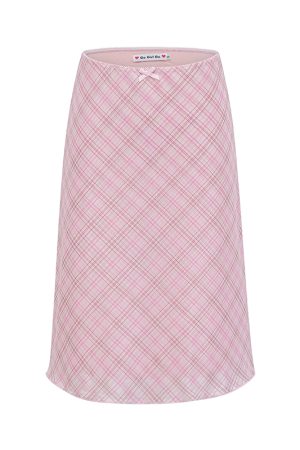 Pink Plaid DIY Skirt for Women - Elastic Waist Mesh Half Skirt, Summer Fashion, European American Style, Trendy 90s Look