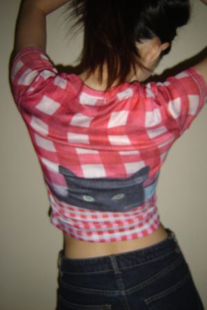 Plaid Cat Vintage Print Short Sleeve T-Shirt for Women - 2025 Summer American Hot Girl Style, Trendy Y2K Fashion