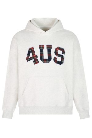 Plaid Embroidery Hoodie for Men and Women - Loose Fit, National Trend, Autumn Winter Fashion, Couples Style