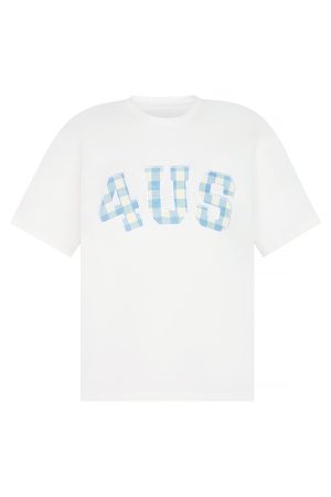 Plaid Patch Embroidery Loose Base T-Shirt for Couples - Spring Summer National Trend Short Sleeve Top