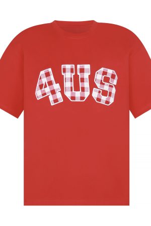 Plaid Patch Embroidery Loose Base T-Shirt for Couples - Spring Summer National Trend Short Sleeve Top