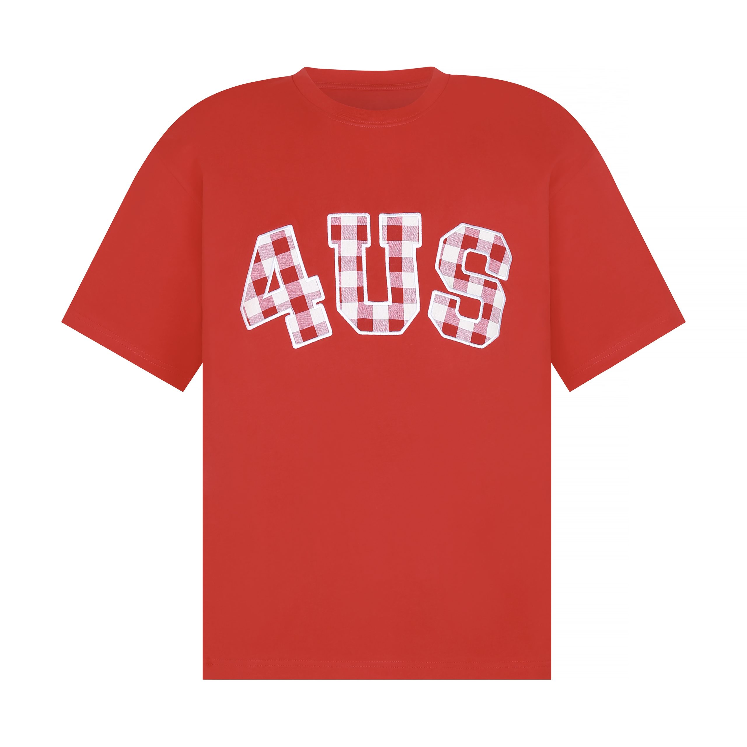 Plaid Patch Embroidery Loose Base T-Shirt for Couples - Spring Summer National Trend Short Sleeve Top Plaid Patch Embroidery Loose Base T-Shirt for Couples - Spring Summer National Trend Short Sleeve Top