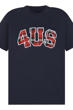 Plaid Patch Embroidery Loose Fit T-Shirt for Couples - Spring Summer National Trend Short Sleeve Top