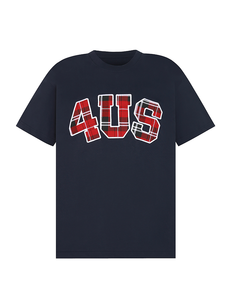 Plaid Patch Embroidery Loose Fit T-Shirt for Couples - Spring Summer National Trend Short Sleeve Top Plaid Patch Embroidery Loose Fit T-Shirt for Couples - Spring Summer National Trend Short Sleeve Top