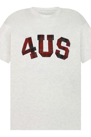 Plaid Patch Embroidery Loose Fit T-Shirt for Couples - Spring Summer National Trend Short Sleeve Top