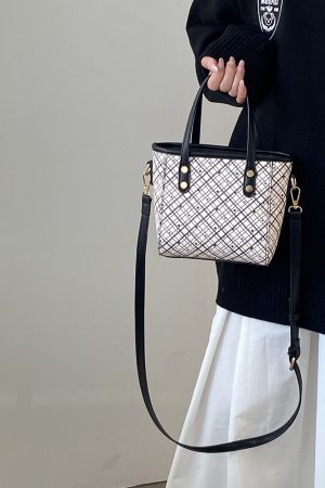 Plaid Vegetable Basket Handbag for Women - Versatile Shoulder Crossbody Small Bag, 2025 Niche Design