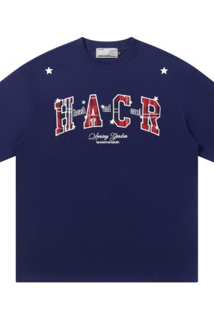 Playful Color-Blocked Checkered Patch Embroidery Loose Couple Short-Sleeve T-Shirt - Trendy Y2K Style for Effortless Vibes