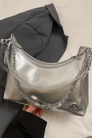 Pleated Crackle Texture Underarm Bag - Simple Versatile Large Capacity Shoulder Bag for Spring 2025 Fashion