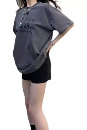 Plus-Size American Retro Cotton Short-Sleeve T-Shirt for Women - Oversized Loose Fit Summer Top, Casual Y2K Style