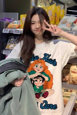 Plus-Size American Retro Cotton Short Sleeve T-Shirt for Women, Loose Oversize Design, Casual Niche Student Top