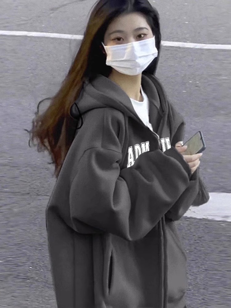 Plus-Size American Retro Hooded Zip-Up Jacket for Women - Stylish Spring Autumn Cardigan Sweatshirt for Couples, 2025 Fashion Trend Plus-Size American Retro Hooded Zip-Up Jacket for Women - Stylish Spring Autumn Cardigan Sweatshirt for Couples, 2025 Fashion Trend