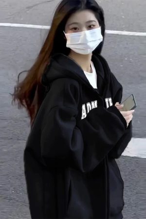 Plus-Size American Retro Hooded Zip-Up Jacket for Women - Stylish Spring Autumn Cardigan Sweatshirt for Couples, 2025 Fashion Trend