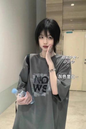 Plus-Size American Retro Loose Oversized Short Sleeve T-Shirt for Women â€“ Pure Cotton Vintage-Inspired Top