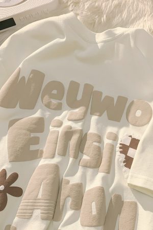 Plus-Size American Retro Oversized Letter Short Sleeve T-Shirt for Men and Women - Vintage Pure Cotton Couple Outfit