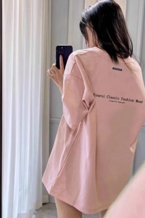 Plus Size American Style Loose Fit Cotton Letter T-Shirt for Women - Summer Short Sleeve Chic Hong Kong Style Top