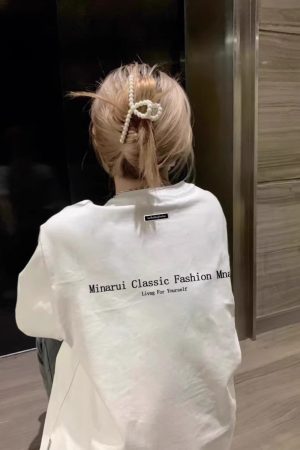 Plus Size American Style Loose Fit Cotton Letter T-Shirt for Women - Summer Short Sleeve Chic Hong Kong Style Top