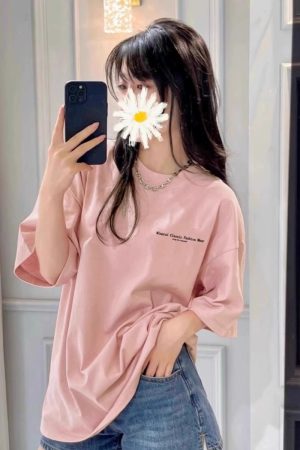 Plus Size American Style Loose Fit Cotton Letter T-Shirt for Women - Summer Short Sleeve Chic Hong Kong Style Top