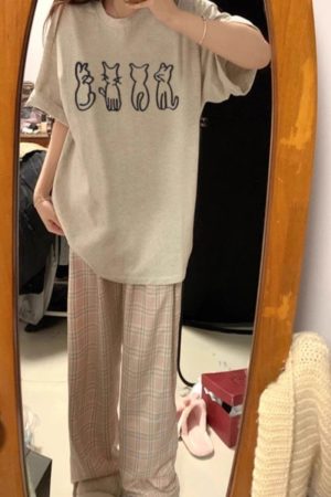 Plus Size Cartoon Fun Vintage Pure Cotton Short Sleeve T-Shirt for Couples - Unisex Loose Fit, Y2K Style, INS Trend