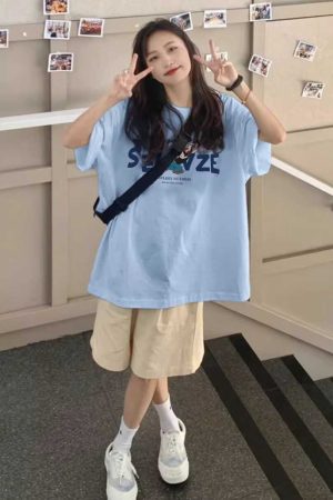 Plus Size Colorful Cotton T-Shirt for Women - Vintage American High Street Style, Short Sleeve, Summer 2025 Fashion