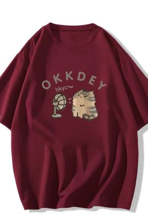 Plus-Size Cotton Short-Sleeve T-Shirt for Couples, Loose Fit with Drop Shoulder, Unique American Style, Casual Weekend Wear