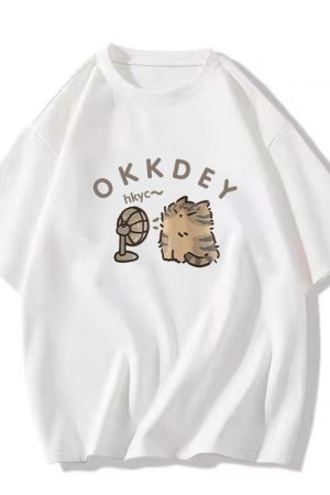 Plus-Size Cotton Short-Sleeve T-Shirt for Couples, Loose Fit with Drop Shoulder, Unique American Style, Casual Weekend Wear