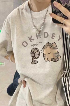 Plus-Size Cotton Short-Sleeve T-Shirt for Couples, Loose Fit with Drop Shoulder, Unique American Style, Casual Weekend Wear