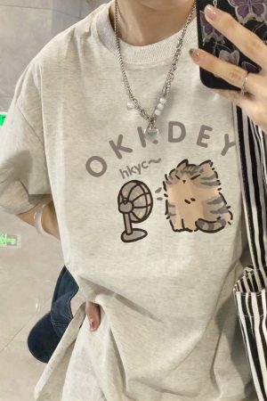 Plus-Size Cotton Short-Sleeve T-Shirt for Couples, Loose Fit with Drop Shoulder, Unique American Style, Casual Weekend Wear