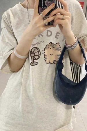 Plus-Size Cotton Short-Sleeve T-Shirt for Couples, Loose Fit with Drop Shoulder, Unique American Style, Casual Weekend Wear