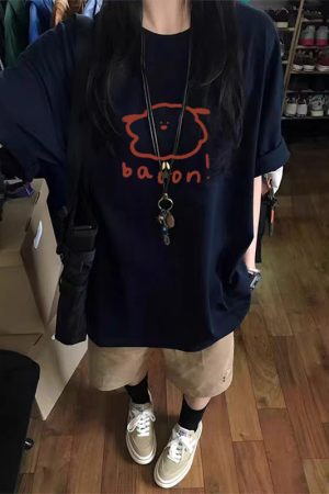 Plus Size Cotton Short Sleeve T-Shirt for Men and Women, American Retro Loose Fit Couples Tee, Casual Everyday Style