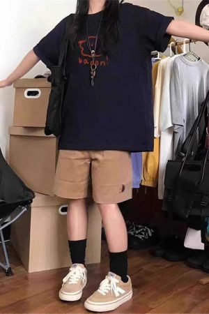 Plus Size Cotton Short Sleeve T-Shirt for Men and Women, American Retro Loose Fit Couples Tee, Casual Everyday Style