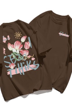 Plus Size Cotton Short Sleeve T-Shirt for Women, Unisex Retro Loose Fit Top, Hong Kong Style Chic, Casual Couple Outfit