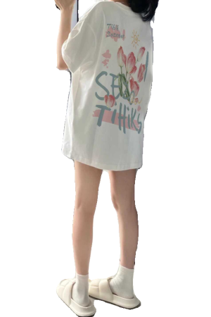 Plus Size Cotton Short Sleeve T-Shirt for Women, Unisex Retro Loose Fit Top, Hong Kong Style Chic, Casual Couple Outfit