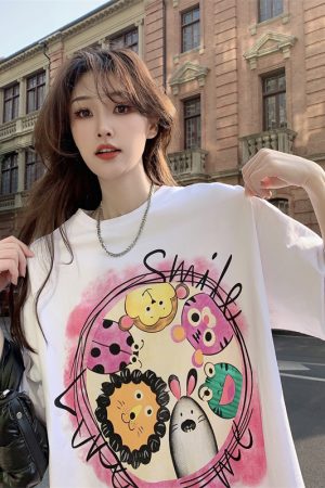 Plus Size European Style Oversized Cotton Short Sleeve T-Shirt for Women - Casual Loose Fit Mid-Length Top