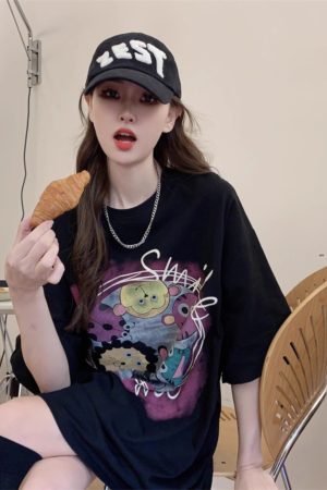 Plus Size European Style Oversized Cotton Short Sleeve T-Shirt for Women - Casual Loose Fit Mid-Length Top