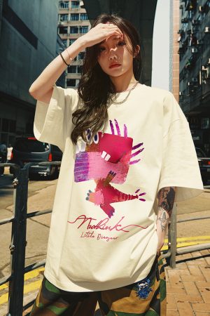 Plus Size Fun Cartoon Men's Trendy T-Shirt - Short Sleeve Summer Fashion for Big Size Men, 5-Point Sleeve Style