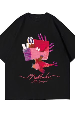 Plus Size Fun Cartoon Men's Trendy T-Shirt - Short Sleeve Summer Fashion for Big Size Men, 5-Point Sleeve Style