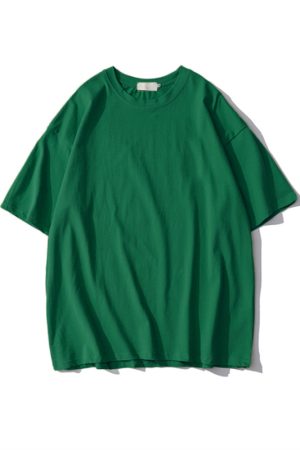 Plus Size Heavyweight Pure Cotton Short Sleeve T-Shirt for Women - Solid Color Unisex Base Tee, Perfect for Couple Outfits