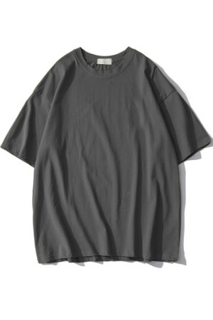 Plus Size Heavyweight Pure Cotton Short Sleeve T-Shirt for Women - Solid Color Unisex Base Tee, Perfect for Couple Outfits