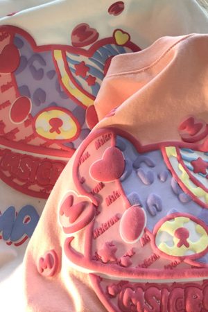 Plus-Size Japanese Retro Tulip Short-Sleeve T-Shirt for Men and Women, Loose-Fitting Pure Cotton Summer Top, Y2K Style