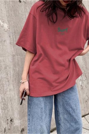 Plus Size Korean Style Loose Short Sleeve T-Shirt for Women, Harajuku Fashion, Cotton Half Sleeve Top, Trendy Y2K Ins Style