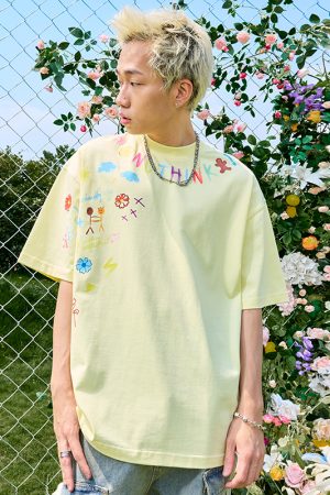 Plus Size Loose Cartoon Short Sleeve T-Shirt for Women and Men, Hip Hop Graffiti Style, Trendy 2025 Model, Casual Streetwear Fashion