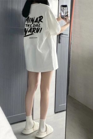 Plus Size Loose-Fit White Cotton Short Sleeve T-Shirt for Women - European Style American Retro Top