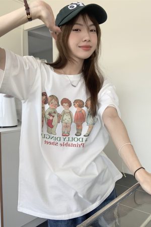 Plus Size Loose-Fitting Round Neck Cotton T-Shirt for Women - Summer Short Sleeve Casual Top for Students