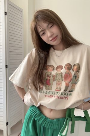 Plus Size Loose-Fitting Round Neck Cotton T-Shirt for Women - Summer Short Sleeve Casual Top for Students