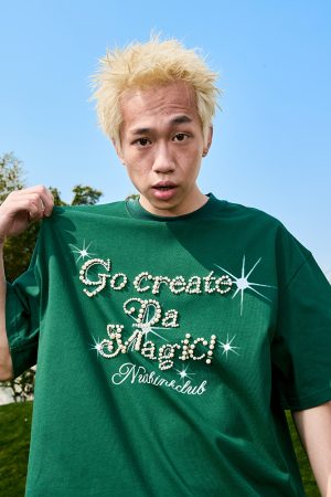 Plus Size Loose Pearl Letter Short Sleeve T-Shirt - American Vintage Unisex Summer Style 2025, Trendy Casual Wear for Y2K Fashion