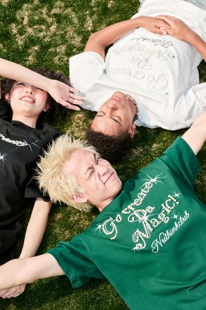 Plus Size Loose Pearl Letter Short Sleeve T-Shirt - American Vintage Unisex Summer Style 2025, Trendy Casual Wear for Y2K Fashion