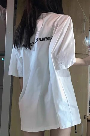 Plus-Size Oversized American-Style Pure Cotton Short Sleeve T-Shirt for Women - Casual Loose Fit Mid-Length Top