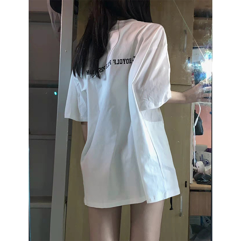 Plus-Size Oversized American-Style Pure Cotton Short Sleeve T-Shirt for Women - Casual Loose Fit Mid-Length Top Plus-Size Oversized American-Style Pure Cotton Short Sleeve T-Shirt for Women - Casual Loose Fit Mid-Length Top