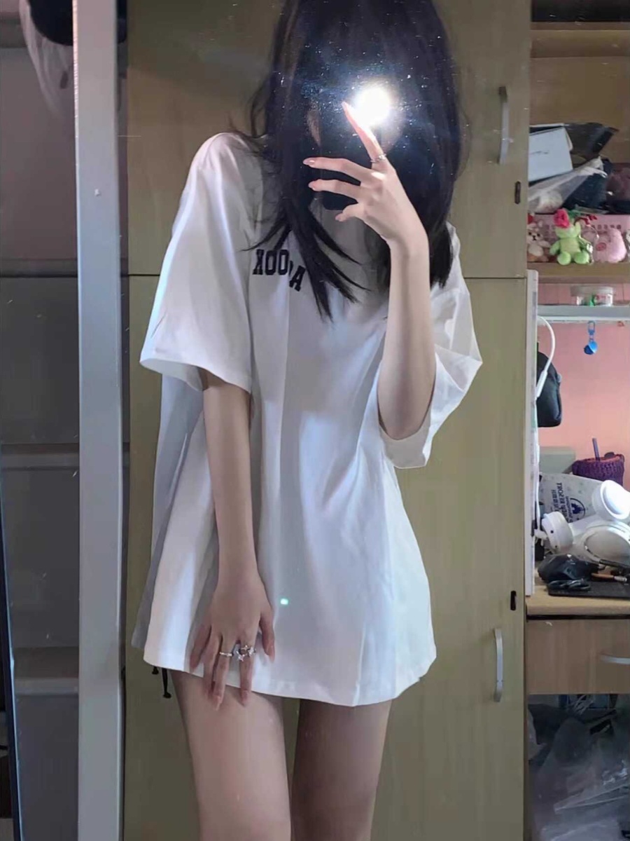 Plus-Size Oversized American-Style Pure Cotton Short Sleeve T-Shirt for Women - Casual Loose Fit Mid-Length Top Plus-Size Oversized American-Style Pure Cotton Short Sleeve T-Shirt for Women - Casual Loose Fit Mid-Length Top